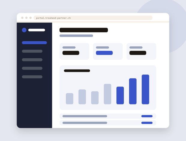 Kundenportal-Dashboard der Treuhand-Firma